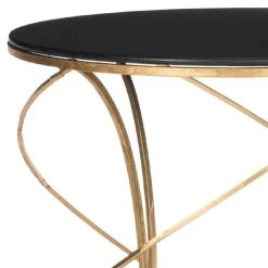 Cagney Glass Top Round Accent Table In Gold/Black - Safavieh FOX2535B -Safavieh Homeware 187 fox2535b detail