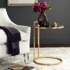 Calvin Round Gold Leaf End Table In Antique Gold - Safavieh FOX2571A -Safavieh Homeware 187 fox2571a room