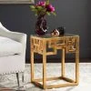 Byram Greek Key Glass Top End Table In Antique Gold - Safavieh FOX2574A -Safavieh Homeware 187 fox2574a room