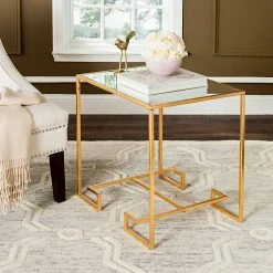 SEAMUS GOLD LEAF GREEK KEY ACCENT TABLE - Safavieh FOX2583A 11 SEAMUS GOLD LEAF GREEK KEY ACCENT TABLE - Safavieh FOX2583A -Safavieh Homeware 187 fox2583a 2