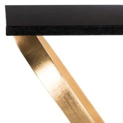 Dovie Gold Leaf Glass Top Side Table In Black/Gold - Safavieh FOX2597A -Safavieh Homeware 187 fox2597a detail