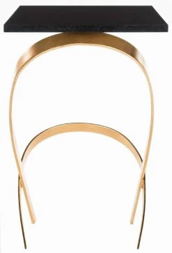 Dovie Gold Leaf Glass Top Side Table In Black/Gold - Safavieh FOX2597A -Safavieh Homeware 187 fox2597a side2