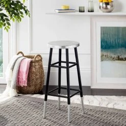 KENZIE 30''H SILVER DIPPED BAR STOOL - Safavieh FOX3212A -Safavieh Homeware 187 fox3212a 2