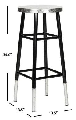 KENZIE 30''H SILVER DIPPED BAR STOOL - Safavieh FOX3212A -Safavieh Homeware 187 fox3212a 6