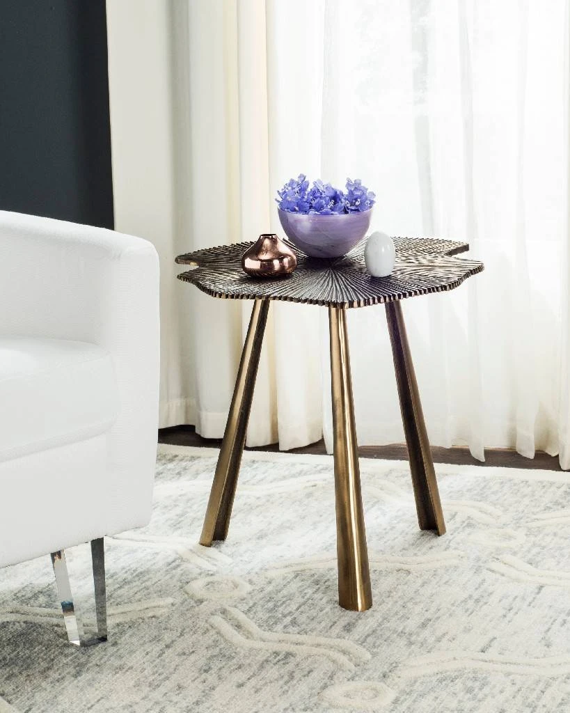Portia Leaf Side Table In Brass - Safavieh FOX3247A 3 Portia Leaf Side Table In Brass - Safavieh FOX3247A