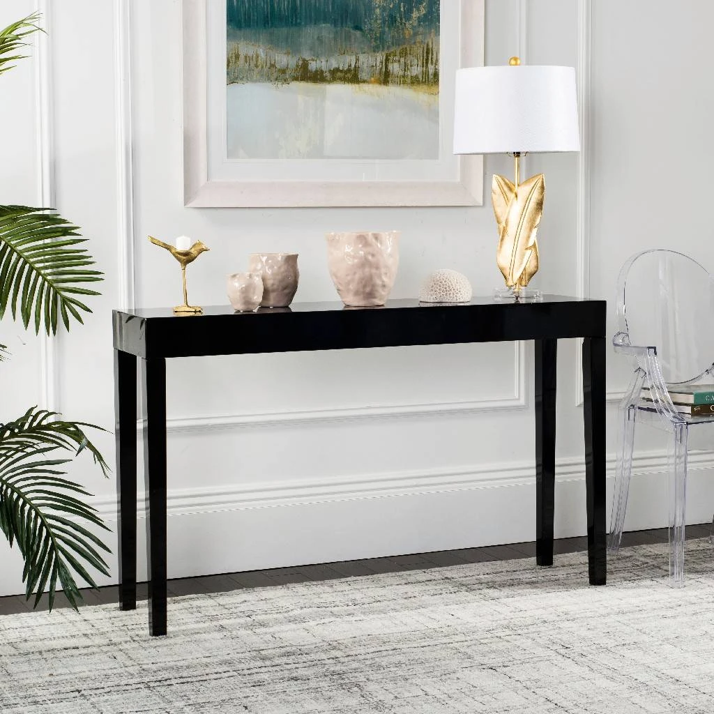 Kayson Mid Century Scandinavian Lacquer Console Table In Black - Safavieh FOX4204C 3 Kayson Mid Century Scandinavian Lacquer Console Table In Black - Safavieh FOX4204C