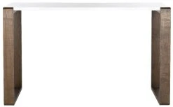 Bartholomew Mid Century Scandinavian Lacquer Console Table In White/Dark Brown - Safavieh FOX4209A -Safavieh Homeware 187 fox4209a front