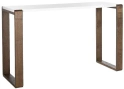 Bartholomew Mid Century Scandinavian Lacquer Console Table In White/Dark Brown - Safavieh FOX4209A -Safavieh Homeware 187 fox4209a side