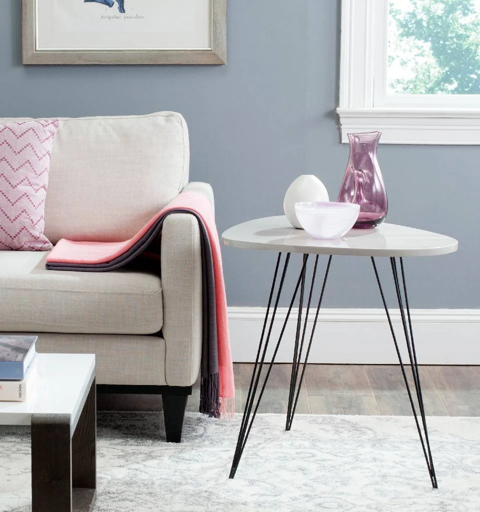 Wynton Retro Mid Century Lacquer End Table In Taupe/Black - Safavieh FOX4214C 3 Wynton Retro Mid Century Lacquer End Table In Taupe/Black - Safavieh FOX4214C