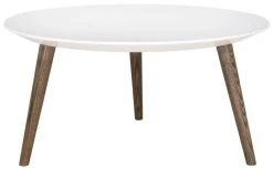 Josiah Retro Mid Century Round Lacquer Accent Table In White/Dark Brown - Safavieh FOX4217A -Safavieh Homeware 187 fox4217a front