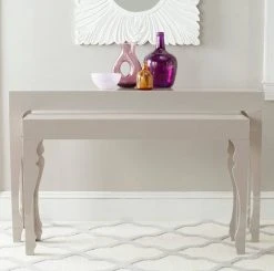 Beth French Leg Lacquer Stacking Console In Taupe - Safavieh FOX4221B