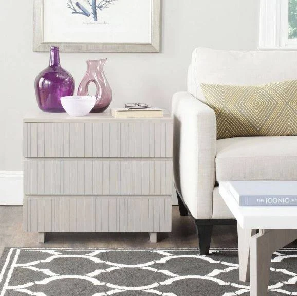 Jorge Mid Century Scandinavian Three Drawer Cabinet In Grey - Safavieh FOX4228B 3 Jorge Mid Century Scandinavian Three Drawer Cabinet In Grey - Safavieh FOX4228B