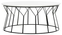 Deion Retro Mid Century Lacquer Coffee Table In White/Black - Safavieh FOX4259B -Safavieh Homeware 187 fox4259b front