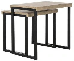 Femi Modern Nesting End Table In Light Oak/Black - Safavieh FOX4266A -Safavieh Homeware 187 fox4266a back
