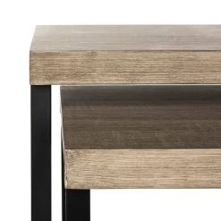 Femi Modern Nesting End Table In Light Oak/Black - Safavieh FOX4266A -Safavieh Homeware 187 fox4266a detail