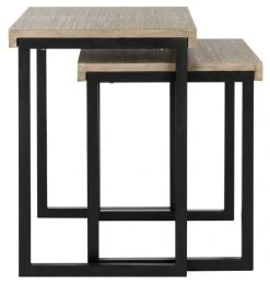 Femi Modern Nesting End Table In Light Oak/Black - Safavieh FOX4266A -Safavieh Homeware 187 fox4266a side2