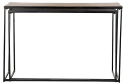 Garin Retro Mid Century Wood Stacking Console In Light Oak/Black - Safavieh FOX4267A -Safavieh Homeware 187 fox4267a front