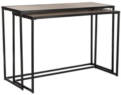 Garin Retro Mid Century Wood Stacking Console In Light Oak/Black - Safavieh FOX4267A -Safavieh Homeware 187 fox4267a side