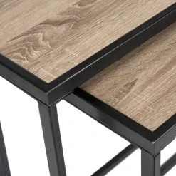 Garin Retro Mid Century Wood Stacking Console In Light Oak/Black - Safavieh FOX4267A -Safavieh Homeware 187 fox4267a swatch