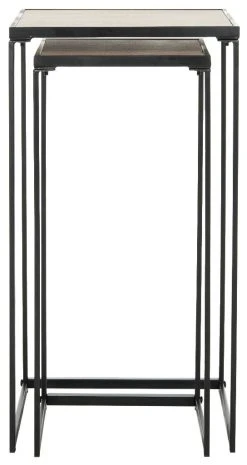 Callia Retro Mid Century Wood Stacking End Table In Light Oak/Black - Safavieh FOX4268A -Safavieh Homeware 187 fox4268a front