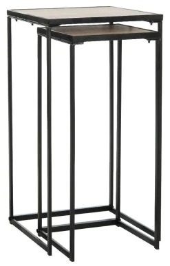 Callia Retro Mid Century Wood Stacking End Table In Light Oak/Black - Safavieh FOX4268A -Safavieh Homeware 187 fox4268a side