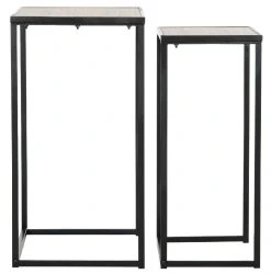 Callia Retro Mid Century Wood Stacking End Table In Light Oak/Black - Safavieh FOX4268A -Safavieh Homeware 187 fox4268a side2