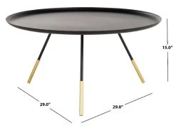 Orson Coffee Table W/ Metal Gold Cap In Gold/Black - Safavieh FOX4525A -Safavieh Homeware 187 fox4525a dim