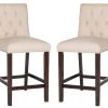 Norah Counter Stool In Beige/Espresso - Safavieh FOX6209A-SET2