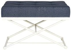 Cara Bench In Navy/Cream - Safavieh FOX6227B 8 Cara Bench In Navy/Cream - Safavieh FOX6227B -Safavieh Homeware 187 fox6227b front