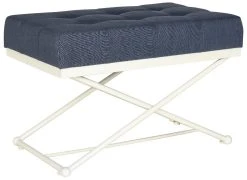 Cara Bench In Navy/Cream - Safavieh FOX6227B 9 Cara Bench In Navy/Cream - Safavieh FOX6227B -Safavieh Homeware 187 fox6227b side
