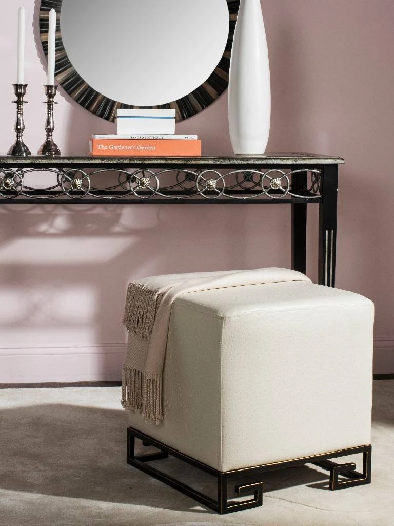 Matthias Faux Ostrich Ottoman In Cream - Safavieh FOX6230A 3 Matthias Faux Ostrich Ottoman In Cream - Safavieh FOX6230A