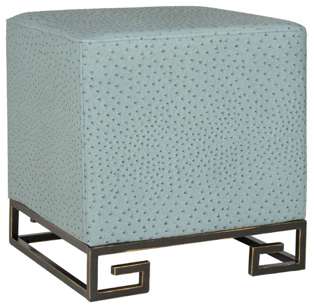 Matthias Faux Ostrich Ottoman In Slate/Gold - Safavieh FOX6230B 6 Matthias Faux Ostrich Ottoman In Slate/Gold - Safavieh FOX6230B - Image 4