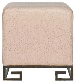 Matthias Faux Ostrich Ottoman In Taupe/Gold - Safavieh FOX6230C 9 Matthias Faux Ostrich Ottoman In Taupe/Gold - Safavieh FOX6230C -Safavieh Homeware 187 fox6230c front