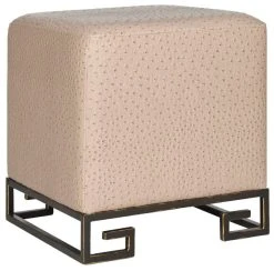 Matthias Faux Ostrich Ottoman In Taupe/Gold - Safavieh FOX6230C 10 Matthias Faux Ostrich Ottoman In Taupe/Gold - Safavieh FOX6230C -Safavieh Homeware 187 fox6230c side