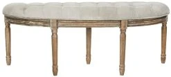 Abilene Tufted Rustic Semi Circle Bench In Grey/Rustic Oak - Safavieh FOX6238B -Safavieh Homeware 187 fox6238b front