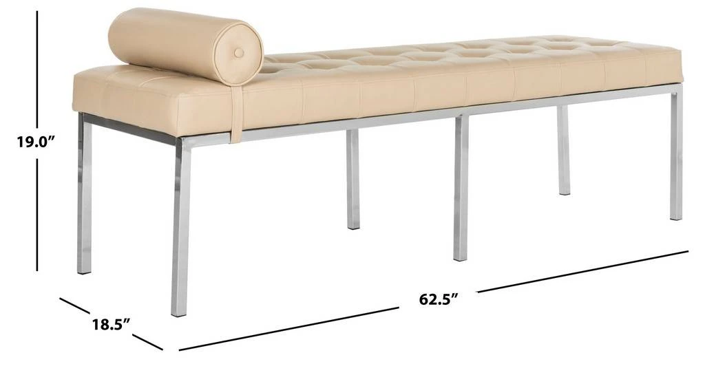 XAVIER LEATHER TUFTED BENCH W/ PILLOW - Safavieh FOX6240A 8 XAVIER LEATHER TUFTED BENCH W/ PILLOW - Safavieh FOX6240A - Image 6