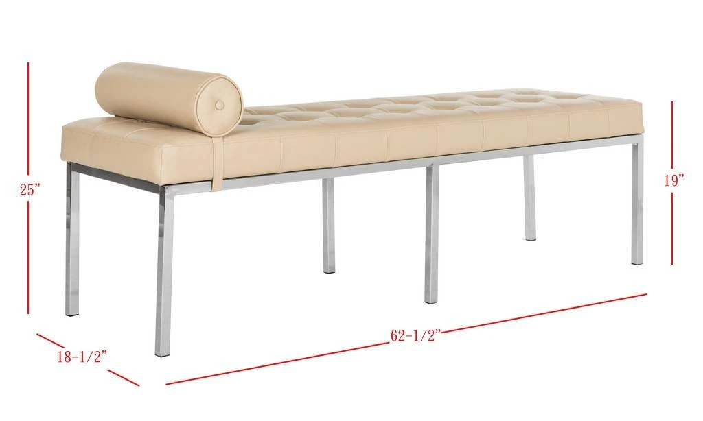 XAVIER LEATHER TUFTED BENCH W/ PILLOW - Safavieh FOX6240A 9 XAVIER LEATHER TUFTED BENCH W/ PILLOW - Safavieh FOX6240A - Image 7