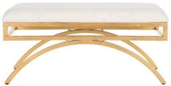 Moon Arc Linen Bench In Light Beige/Gold - Safavieh FOX6250C -Safavieh Homeware 187 fox6250c front