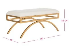 Moon Arc Linen Bench In Light Beige/Gold - Safavieh FOX6250C -Safavieh Homeware 187 fox6250c side