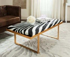 Millie Loft Bench/Coffee Table In Zebra/Gold - Safavieh FOX6251C