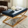 Alexes Faux Ostrich Bench In Navy/Gold - Safavieh FOX6252B