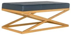 Alexes Faux Ostrich Bench In Navy/Gold - Safavieh FOX6252B 9 Alexes Faux Ostrich Bench In Navy/Gold - Safavieh FOX6252B -Safavieh Homeware 187 fox6252b side