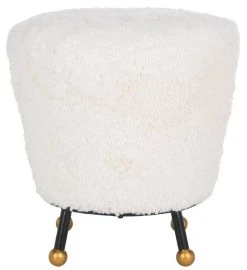 Oriana Retro Sheepskin Ottoman In Beige - Safavieh FOX6261A 10 Oriana Retro Sheepskin Ottoman In Beige - Safavieh FOX6261A -Safavieh Homeware 187 fox6261a front
