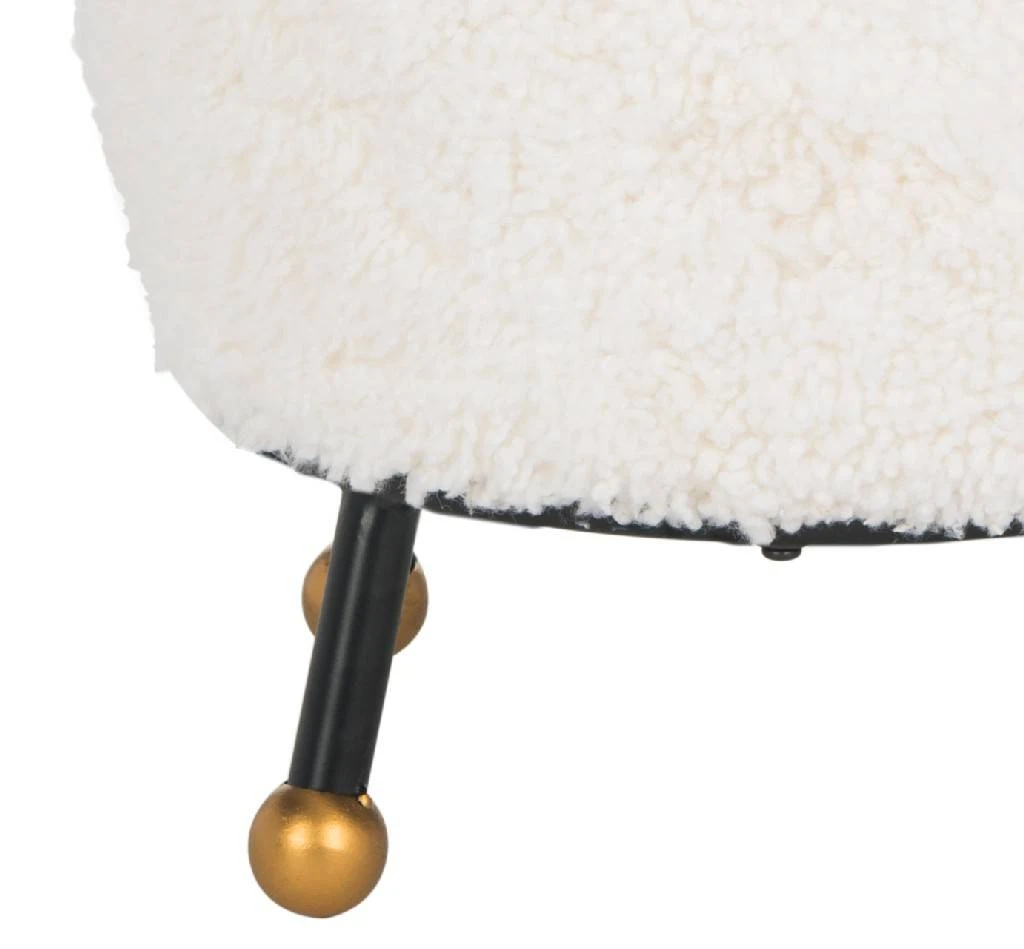 Oriana Retro Sheepskin Ottoman In Beige - Safavieh FOX6261A 6 Oriana Retro Sheepskin Ottoman In Beige - Safavieh FOX6261A - Image 4