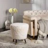 Oriana Retro Sheepskin Ottoman In Beige - Safavieh FOX6261A