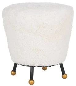 Oriana Retro Sheepskin Ottoman In Beige - Safavieh FOX6261A 12 Oriana Retro Sheepskin Ottoman In Beige - Safavieh FOX6261A -Safavieh Homeware 187 fox6261a side
