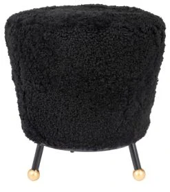 Oriana Retro Sheepskin Ottoman In Black - Safavieh FOX6261B -Safavieh Homeware 187 fox6261b front