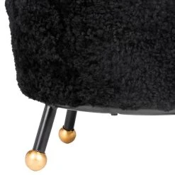 Oriana Retro Sheepskin Ottoman In Black - Safavieh FOX6261B -Safavieh Homeware 187 fox6261b leg