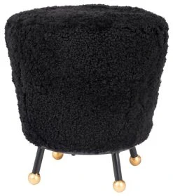 Oriana Retro Sheepskin Ottoman In Black - Safavieh FOX6261B -Safavieh Homeware 187 fox6261b side