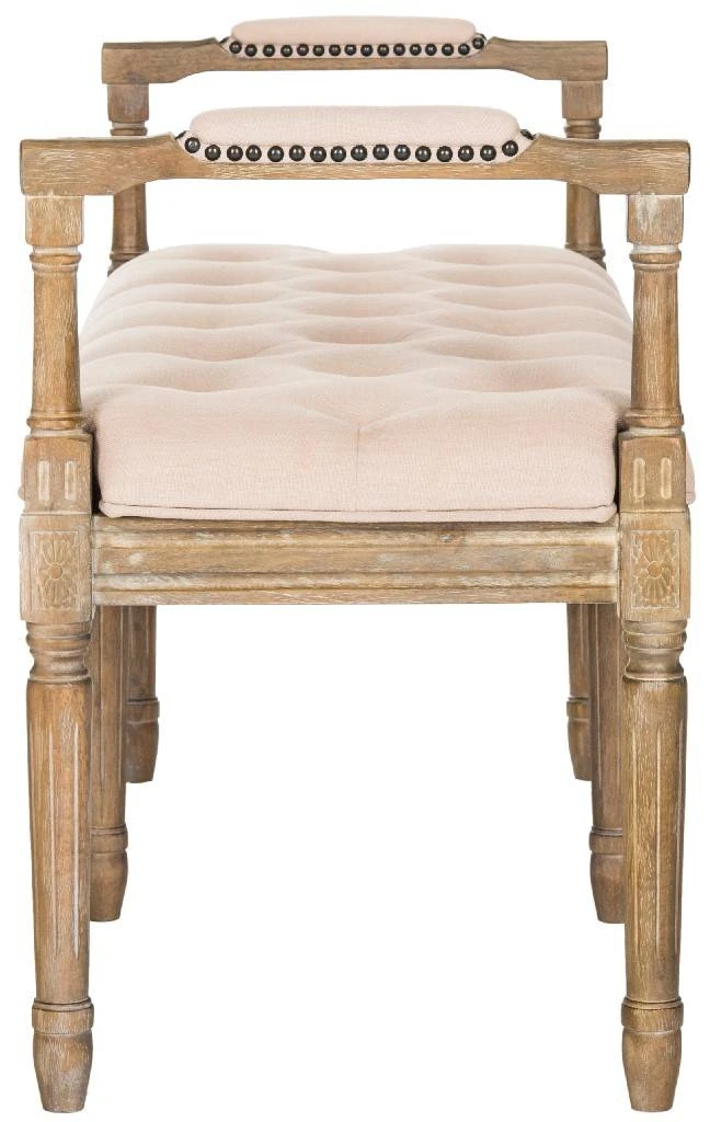 Raiden Linen Rustic Oak Bench In Beige/Rustic Oak - Safavieh FOX6263A 8 Raiden Linen Rustic Oak Bench In Beige/Rustic Oak - Safavieh FOX6263A - Image 6